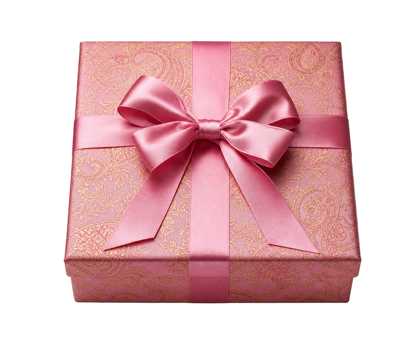 A pink silk paisley gift box